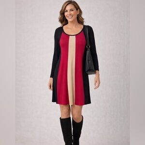 Karen Kane Great Cold Weather Dress! XL with Color Block Front - Black in Back